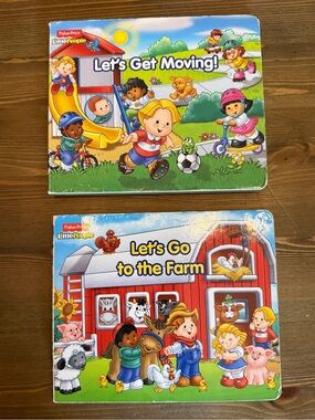 Fisher Price Little People Let’s Get Moving! & Let’s Go To The Farm Board Books